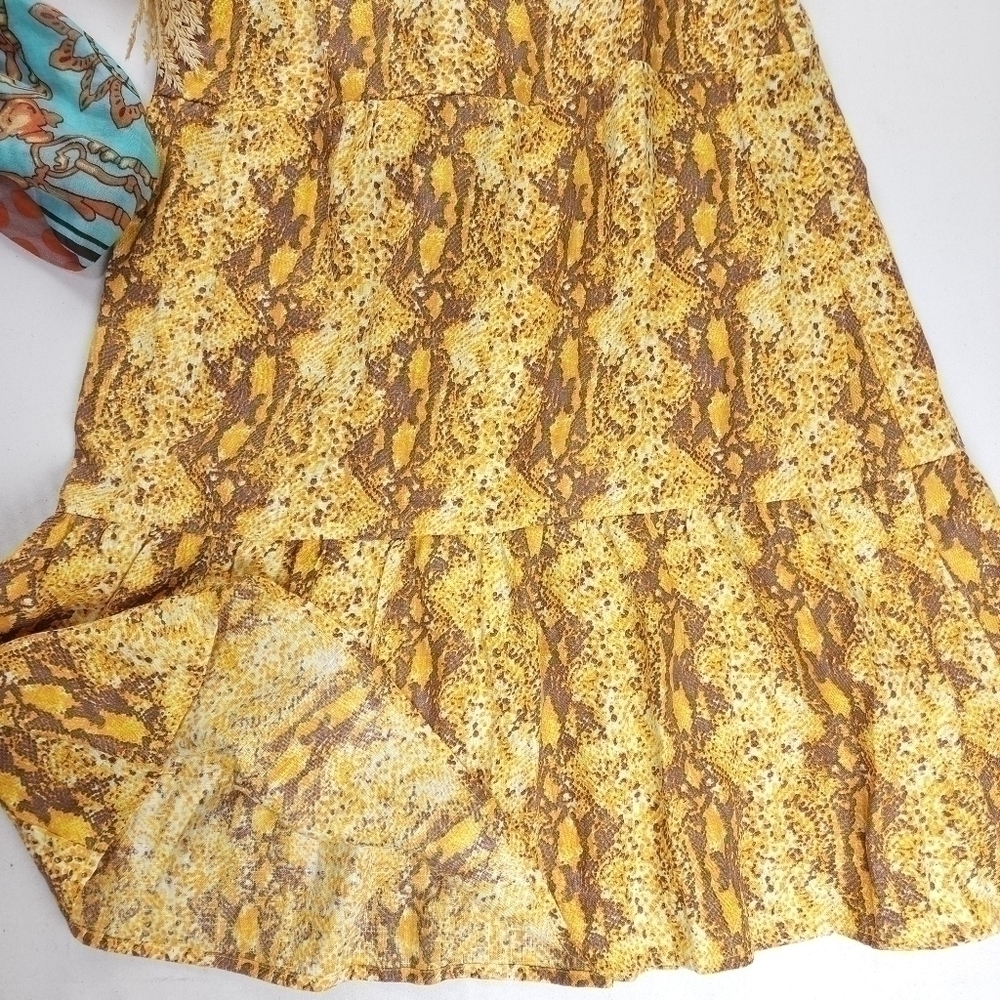 New Anthropologie Faithful the Brand Yellow Brown Boho Maxi Dress Sz 8 - Picture 10 of 13